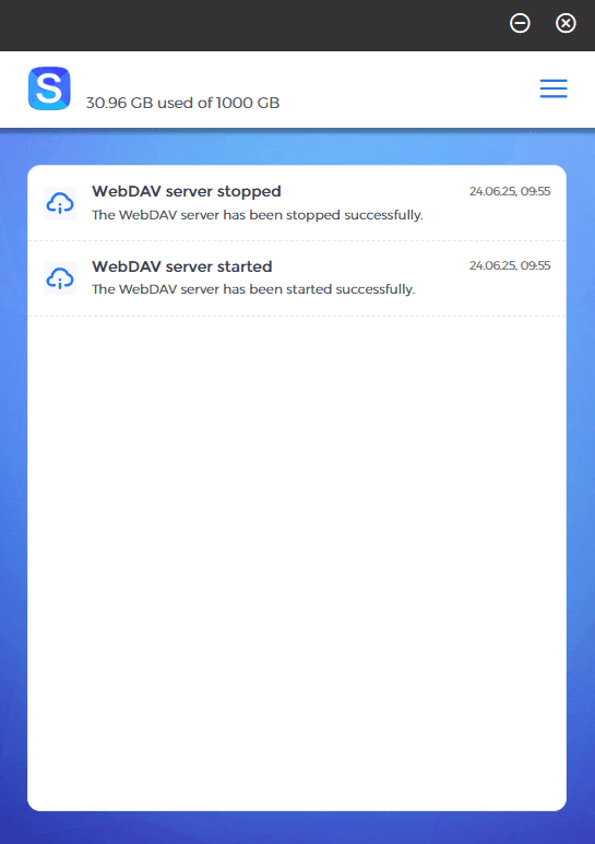 Scramble Desktop activity log