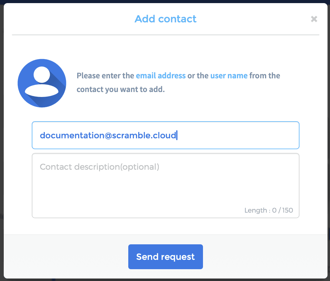 Add a contact in Scramble Cloud Friends