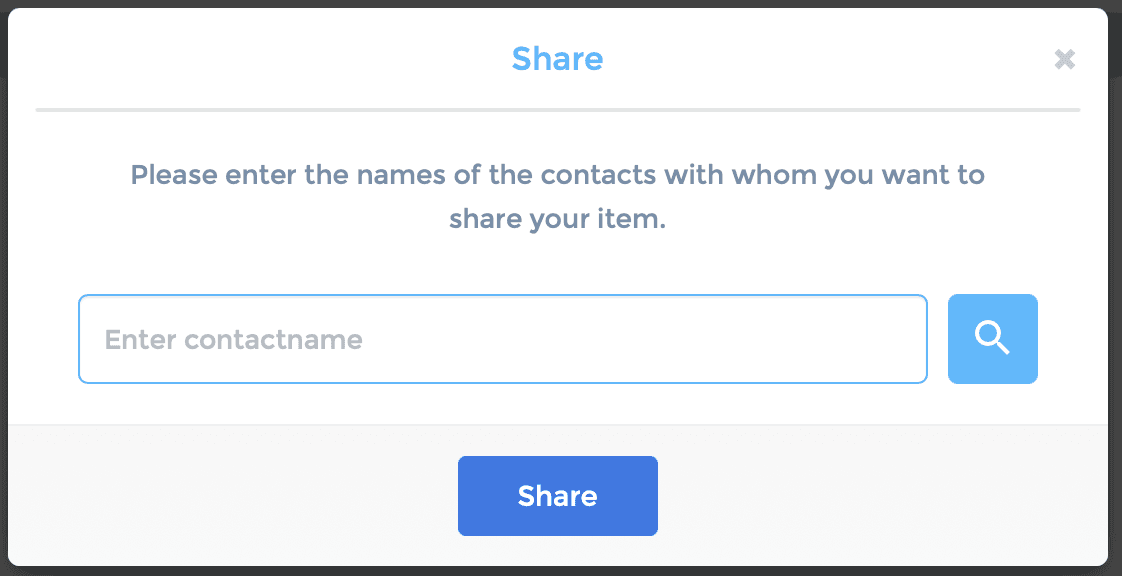 Choose a contact for sharing